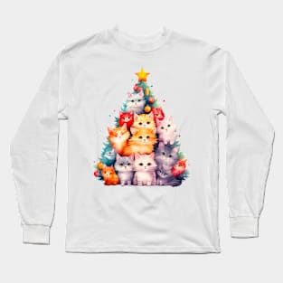 Cat Christmas Tree Long Sleeve T-Shirt